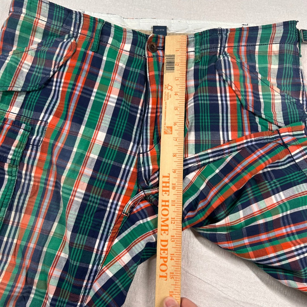 Vintage Polo Ralph Lauren Shorts Men 36 Green Plaid Cargo Cotton 90s Y2K Utility - Picture 10 of 12